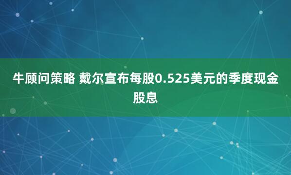 牛顾问策略 戴尔宣布每股0.525美元的季度现金股息