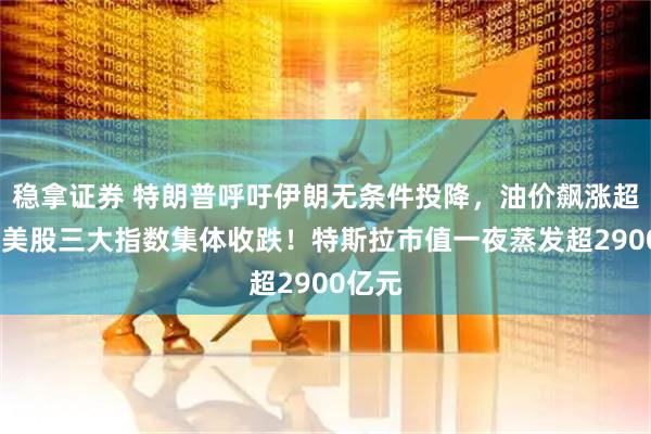 稳拿证券 特朗普呼吁伊朗无条件投降，油价飙涨超4%，美股三大指数集体收跌！特斯拉市值一夜蒸发超2900亿元