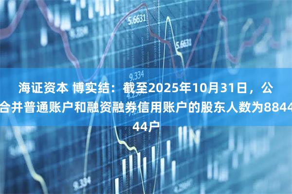 海证资本 博实结：截至2025年10月31日，公司合并普通账户和融资融券信用账户的股东人数为8844户